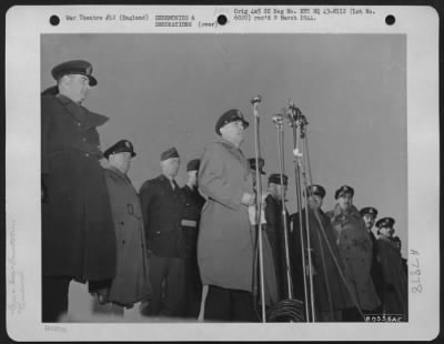 Thumbnail for Miscellaneous > Lt. Gen. Ira C. Eaker, Chief Of Air Force In The Eto, Makes The Official Presentation Of An Airfield, Built Entirely By U.S. Army Engineers, To The Royal Air Force At Harrington, England.  6 November 1943.