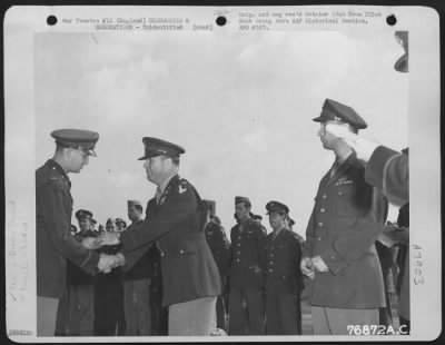 Thumbnail for Unidentified > An Officer Of The 303Rd Bomb Group Is Congratulated After Receiving An Award During A Ceremony At An Air Base Somewhere In England.  4 June 1943.