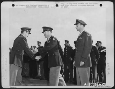 Thumbnail for Unidentified > An Officer Of The 303Rd Bomb Group Is Congratulated After Receiving An Award During A Ceremony At An Air Base Somewhere In England.  4 June 1943.