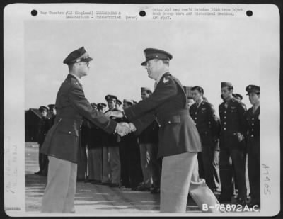 Thumbnail for Unidentified > An Officer Of The 303Rd Bomb Group Is Congratulated After Receiving An Award During A Ceremony At An Air Base Somewhere In England.  4 June 1943.