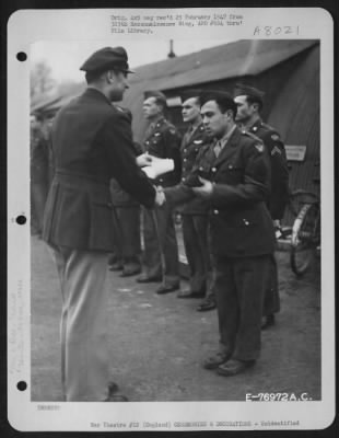 Thumbnail for Unidentified > A Members Of The 568Th Bomb Squadron, 390Th Bomb Group, Receives An Award During A Ceremony At An Air Base In England.  20 January 1944.