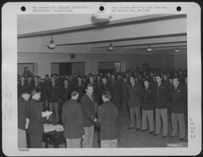 Thumbnail for Unidentified > An Officer Of The 91St Bomb Group Receives Congratulations After Being Presented Him An Award During A Ceremony At An Air Base In England.  24 February 1943.