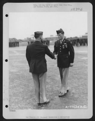 Thumbnail for Unidentified > Brig. Gen. Murray C. Woodbury Congratulates A Member Of The 353Rd Fighter Group After Presenting Him An Award During A Ceremony At An Air Base In England.  17 May 1944.