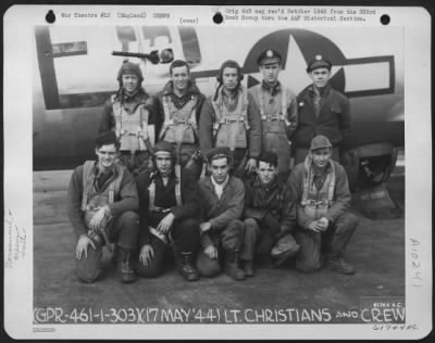 Thumbnail for General > Lt. Christians And Crew Of The 303Rd Bomb Group Beside A Boeing B-17, England.  17 May 1944.