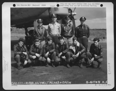 Thumbnail for General > Lt. Means And Crew Of The 303Rd Bomb Group Beside A Boeing B-17 "Flying Fortress".  England.  8 July 1944.