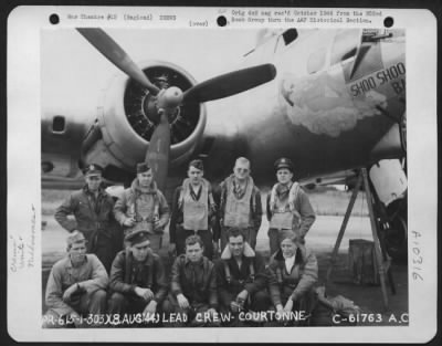 Thumbnail for General > Lead Crew On Bombing Mission To Couronne, France, Beside A Boeing B-17 "Flying Fortress"  "Vicious Virgin".  303Rd Bomb Group.  England 8 August 1944.