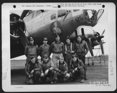 General > Lead Crew On Bombing Mission To Halle, Germany Beside The Boeing B-17 "Flying Fortress" "Sparky". England, 31 March 1945.  360Th Bomb Sdqn., 303Rd Bomb Group.