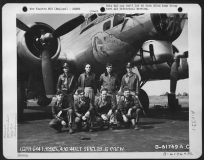 Thumbnail for General > Lt. Edward F. Shields And Crew Of The 360Th Bomb Squadron, 303Rd Bomb Group, Beside The Boeing B-17 "Flying Fortress" "Miss Umbriago".  England, 26 August 1944.