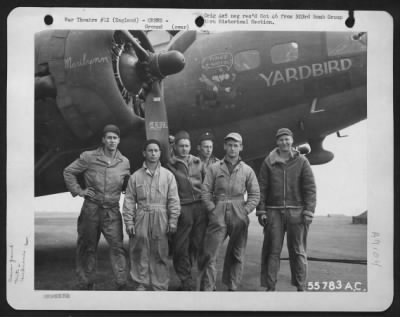 Thumbnail for Consolidated > Ground crew of the 303rd Bomb Group, beside the Boeing B-17 Flying ofrtress "Yardbird." England, 26 May 1943.