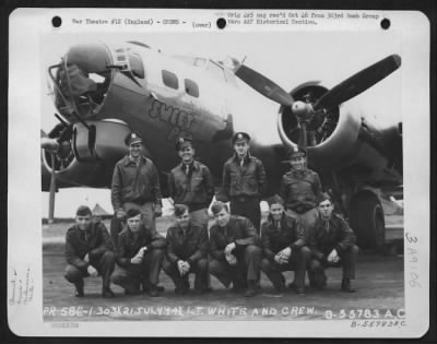 Thumbnail for Consolidated > Lt. J.F. White and crew of the 303rd Bomb Group beside the Boeing B-17 Flying ofrtress "Sweet Pea." England, 21 July 1944.