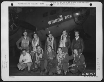 Thumbnail for General > Lead Crew On Bombing Mission To Glisy, France, Beside The Boeing B-17 "Flying Fortress" 'Winning Run'.  England, 21 August 1943.  303Rd Bomb Group.