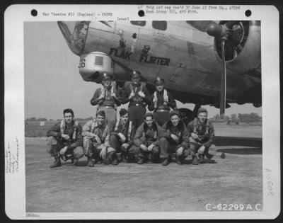 Thumbnail for General > Lt. Mottern And Crew Of The 493Rd Bomb Group, 8Th Air Force In Front Of A Boeing B-17 "Flying Fortress" "Flak Flirter".  England, 16 May 1945.