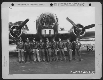 Thumbnail for General > Lt. Stunf And Crew Of The 322Nd Bomb Sq., 91St Bomb Group, 8Th Air Force, In Front Of A Boeing B-17 Flying Fortress.  England.