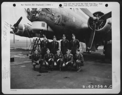 General > Lt. E.J. Harvey And Crew Of The 323Rd Bomb Sq., 91St Bomb Group, 8Th Air Force, Beside A Boeing B-17 "Flying Fortress" "Out House Mouse".   England.