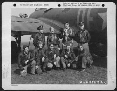 Thumbnail for General > Lt. Charles E. Cliburn And Crew Of The 324Th Bomb Squadron, 91St Bomb Group, 8Th Air Force, Pose With Their Mascot 'Skippy' Beside A Boeing B-17 Flying Fortress.  England, 24 March 1943.