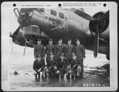 Thumbnail for General > Lt. T.C. Martin And Crew Of The 324Th Bomb Sq., 91St Bomb Group, 8Th Air Force, Beside The Boeing B-17 "Flying Fortress" 'Rhapsody In Red'.  England.