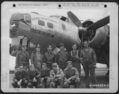 Thumbnail for General > Lt. Kovach And Crew Of The 401St Bomb Group, In Front Of A Boeing B-17 "Flying Fortress" 'Hard Seventeen' At An 8Th Air Force Base In England, 23 September 1944.