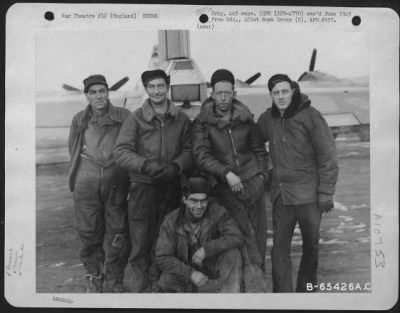 Thumbnail for General > Lt. D. Chrisman And Crew Of The 401St Bomb Group Pose By The Tail Of A Boeing B-17 "Flying Fortress" At An 8Th Air Force Base In England, 8 January 1945.