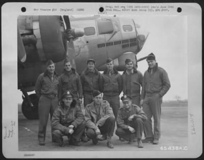 General > Lt. White And Crew Of The 614Th Bomb Squadron, 401St Bomb Group, In Front Of The Boeing B-17 "Flying Fortress" At An 8Th Air Force Base In England, 7 April 1945.