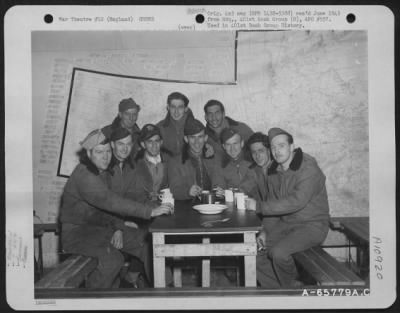 Thumbnail for General > Lt. Albans And Crew Of The 614Th Bomb Squadron, 401St Bomb Group, Having Refreshments At An 8Th Air Force Base In England, 5 March 1945.