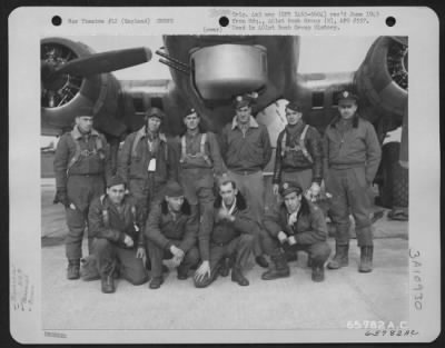 Thumbnail for General > Lt. Thompson And Crew Of The 614Th Bomb Squadron, 401St Bomb Group, In Front Of  A Boeing B-17 "Flying Fortress" At An 8Th Air Force Base In England.  22 March 1945.