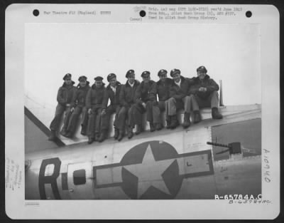 Thumbnail for General > Lt. Harveson And Crew Of The 612Th Bomb Squadron, 401St Bomb Group, Sitting On  A Boeing B-17 "Flying Fortress" At An 8Th Air Force Base In England.  31 March 1945.