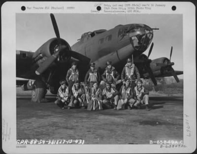 Thumbnail for General > Capt. Fricks And Crew Of The 381St Bomb Group In Front Of A Boeing B-17 "Flying Fortress" At 8Th Air Force Station 167, Ridgewell, Essex County, England.  27 October 1943.