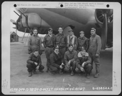 Thumbnail for General > Lt. Henslin And Crew Of The 381St Bomb Group In Front Of A Boeing B-17 "Flying Fortress" At 8Th Air Force Station 167, Ridgewell, Essex County, England.  14 February 1944.