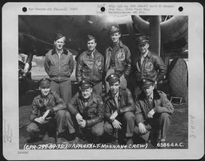 Thumbnail for General > Lt. Mannan And Crew Of The 381St Bomb Group In Front Of A Boeing B-17 "Flying Fortress" At 8Th Air Force Station 167, England.  11 April 1945.