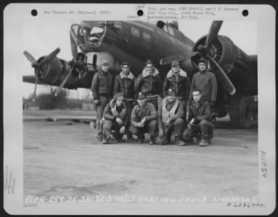 General > Lt. Harlin And Crew Of The 381St Bomb Group In Front Of A Boeing B-17 "Flying Fortress" At 8Th Air Force Station 167, England. 2 March 1944.