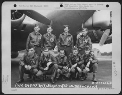General > Lt. Huber And Crew Of The 381St Bomb Group In Front Of A Boeing B-17 "Flying Fortress" At 8Th Air Force Station 167, England. 18 September 1944.