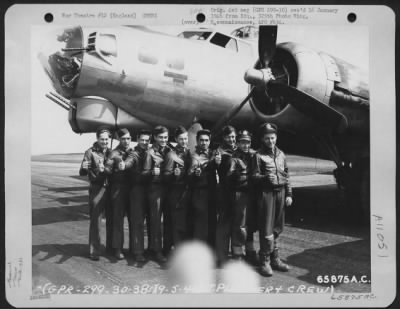 Thumbnail for General > Lt. Plummer And Crew Of The 381St Bomb Group In Front Of A Boeing B-17 "Flying Fortress" At 8Th Air Force Station 167, England.  9 May 1944.