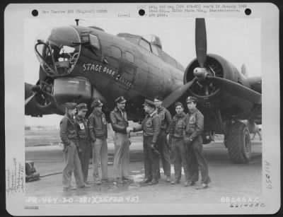 Thumbnail for General > Capt. Graham Congratulates Lt. Biene, Pilot Of Boeing B-17 "Flying Fortress" 'Stage Door Canteen' Upon Completing 100 Missions.  381St Bomb Group, 25 February 1945, England.