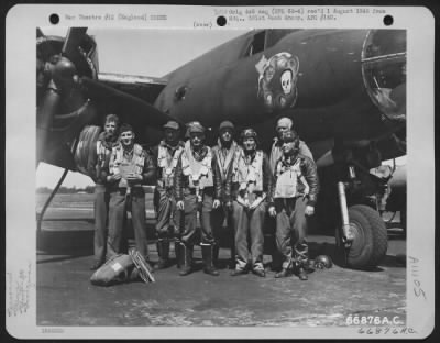 Thumbnail for General > Colonel Gerald E. Williams And Crew Of The 391St Bomb Group Stand Beside A Martin B-26 Marauder At Their Home Base In England, 20 June 1944.  Note The Group'S Insignia On Side Of The Plane.