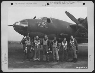 Thumbnail for General > Lt. Engleking And Crew Of The 391St Bomb Group Pose In Front Of The Martin B-26 Marauder 'Rube'.  England, 11 April 1944.