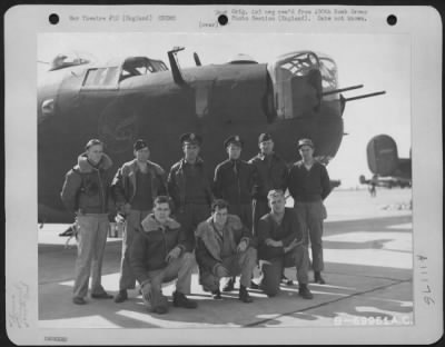 Thumbnail for General > Lt. Fisher And Crew Of The 490Th Bomb Group Pose Beside Their Consolidated B-24 At An 8Th Air Force Base In England.  19 March 1944.