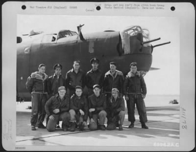 Thumbnail for General > Lt. Fogelberg And Crew Of The 490Th Bomb Group Pose Beside Their Consolidated B-24 At An 8Th Air Force Base In England.  19 March 1944.