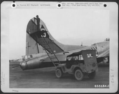 Thumbnail for General > Sheet Metal Worker Inspects Tail Section Of A Boeing B-17 "Flying Fortress" Of The 401St Bomb Group, 8Th Air Force, England, 6 December 1944.