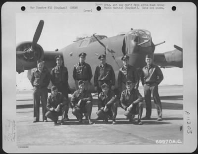 Thumbnail for General > Lt. Moss And Crew Of The 490Th Bomb Group Pose Beside Their Consolidated B-24 At An 8Th Air Force Base In England.  24 August 1944.