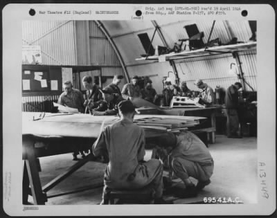 Thumbnail for General > Men At Work In The Sheet Metal Shop Of The 353Rd Fighter Group At Their Base In England.  4 September 1944.