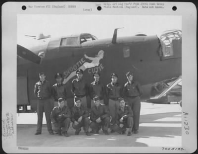 Thumbnail for General > Lt. Holden And Crew Of The 490Th Bomb Group Pose Beside Their Consolidated B-24 'Snootie Cutie' At An 8Th Air Force Base In England.  20 March 1944.