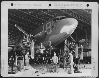 Thumbnail for General > Mechanics Of The 439Th Troop Carrier Group Repair A Douglas C-47 At Their Base Somewhere In England.  29 July 1944.