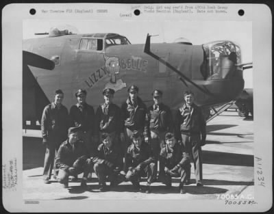 General > Lt. Holland And Crew Of The 490Th Bomb Group Pose Beside Their Consolidated B-24 'Lizzy Belle' At An 8Th Air Force Base In England.