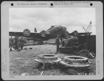 Thumbnail for General > This Boeing B-17 "Flying Fortress" "Stella" Which Crash Landed In A Field In Nr. Bournemouth, Hants, England, Is Being Repaired By Members Of The Mobile Repair Unit Of The 8Th Air Force Service Command.  28 April 1943.