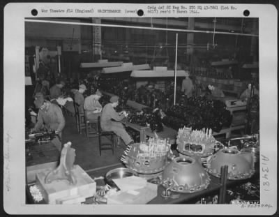 Thumbnail for General > At The Warrington Burtonwood Air Depot In England, Where Flak-Torn Planes Are Repaired And Modified For Future Missions, These Gis Are At Work Cleaning Cylinder Baffles For B-17S.  30 October 1943.