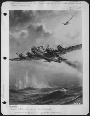 General > Drawing of Flying ofrtress over English Channel.