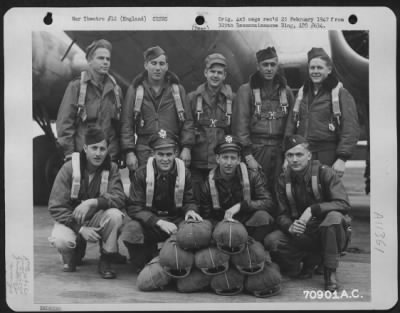 Thumbnail for General > Lt. Miser And Crew Of The 527Th Bomb Squadron, 379Th Bomb Group Pose Beside A Boeing B-17 "Flying Fortress" At An 8Th Air Force Base In England On 20 April 1945.