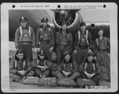 Thumbnail for General > Lt. Henderson And Crew Of The 527Th Bomb Squadron, 379Th Bomb Group Pose Beside A Boeing B-17 "Flying Fortress" At An 8Th Air Force Base In England On 20 April 1945.