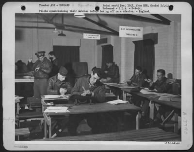 Thumbnail for General > Pilots synchronizing their watches before taking off on a mission.-England.