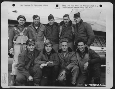 General > Lt. Campbell And Crew Of The 379Th Bomb Group Pose Beside A Boeing B-17 "Flying Fortress" At An 8Th Air Force Base In England On 30 March 1945.